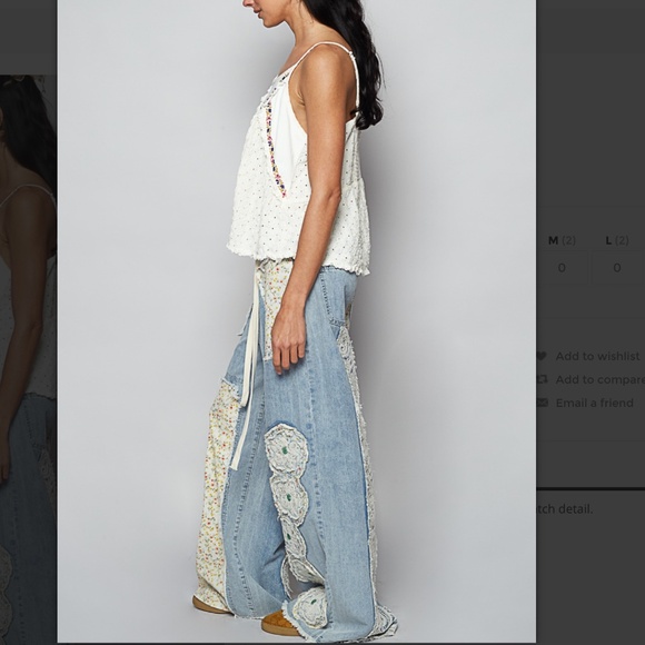 ☀️ POL “ Melbourne “ POL Relaxed Fit Denim Pants with Floral Patch Detail SR18 - Picture 5 of 5